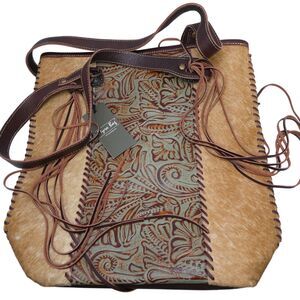 Myra Bag NWT Beautiful Handcrafted "Ferric” Fur & Emboss-Leather Handbag